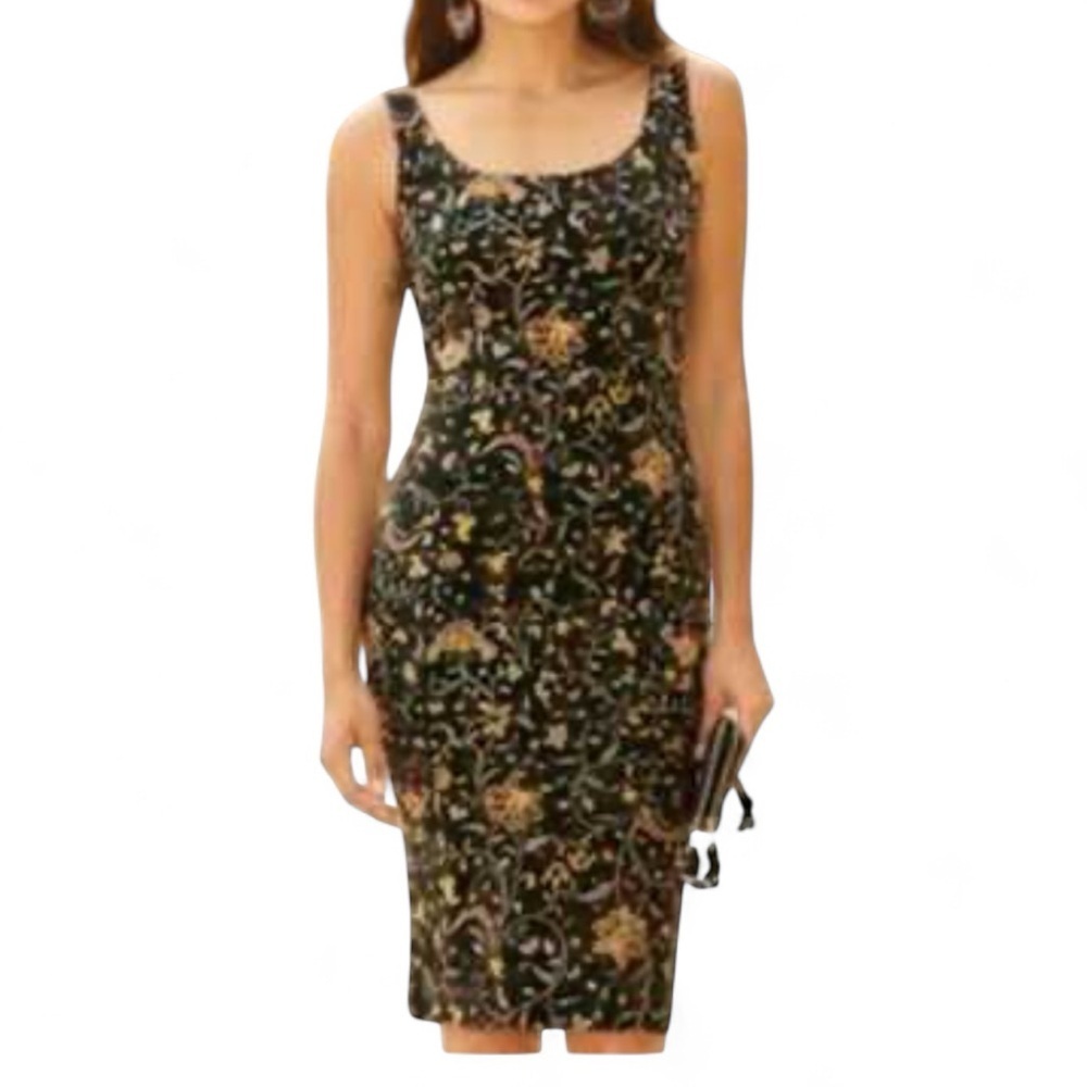 Peruvian Connection Black Floral Midi Dress